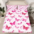 thumbnail image 2 of Feelyou Pink Butterlfy Queen Sheet Sets, Cartoon Princess Style Bed Set, 4-Piece, 2 of 7