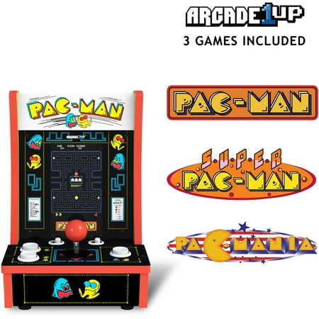 Arcade1Up Pac-Man Countercade - 3 Classic Games, Retro Game Console for Home, Portable Console with 7-Inch Screen, Table-top Video Game for Game Room
