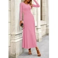 thumbnail image 4 of PRETTYGARDEN Women's Spring 2 Piece Outfits Dressy Casual Ribbed Knit Long Sleeve Crop Tops Maxi Flowy Skirts Matching Sets, 4 of 10