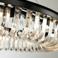 thumbnail image 4 of ALOADECOR W32" Modern and Contemporary Glam U-Shaped Crystal Chandelier in Matte Black Finish Circular Crystal Chandeliers Ring Ceiling Light for Dining Room Living Room, 4 of 5