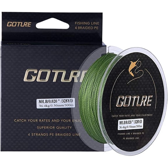 Goture 4-Strand Weave//Braided Fishing Line 8-80LB No Memory Smooth Finish-Improved Colorfastness