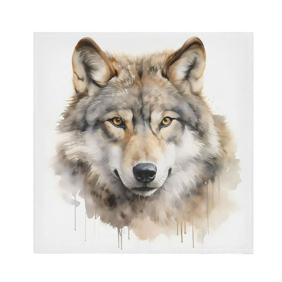 JSTEL Wild Wolf Head Cloth Napkins Set of 1, 20x20 Inch Washable and Reusable Napkin for Decoupage Dinner Party Everyday Use