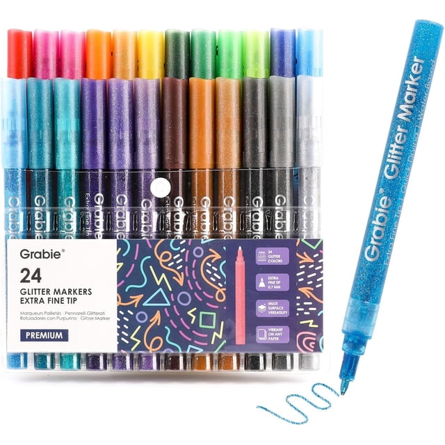 Set de Marcadores de Pintura Acrílica con Glitter Grabie 24 Colores