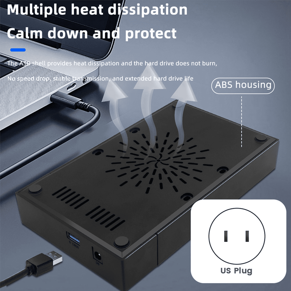 3X 3.5 Inch HDD Enclosure USB 3.0 to SATA Hard Drive Case SSD Enclosure External Solid State Hard Drive Disk Box-US Plug