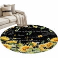 thumbnail image 2 of Summer Floral Round Area Rugs 3 ft, Watercolor Sunflower Eucalyptus Leaves Letter Print Washable Small Area Rug with Non-Slip Sturdy Edge Binding Round Front Door Mat Floor Carpet for Entryway, 2 of 9