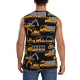 thumbnail image 4 of Goofa Yellow Excavator Printed Men's Sleeveless T-Shirt - Athletic Gym Workout Tank Top for Men - Moisture-Wicking, UPF 30+ Quick-Dry Muscle Tee-Small, 4 of 8