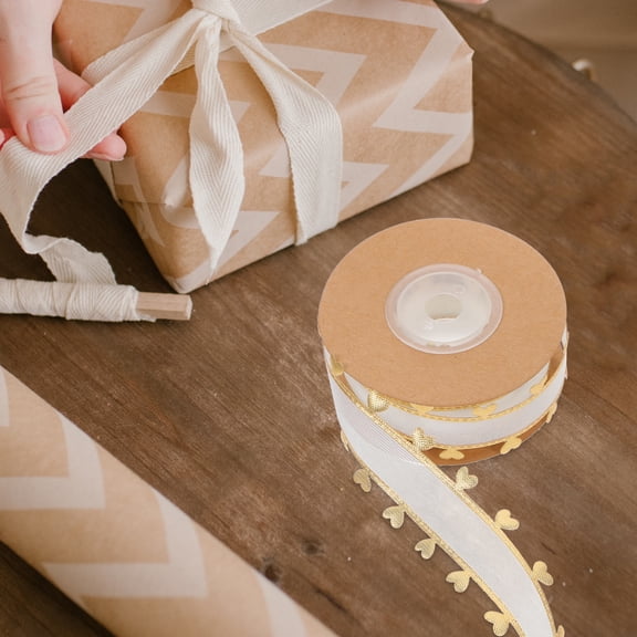 HEANUJJ Golden Ribbon for Crafting, Cuttable and Wear-Resistant Decorative Ribbon