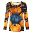 thumbnail image 4 of Halloween Shirts for Women Long Sleeve Round Neck Pumpkin Graphic Print Funny Tee Tshirts Loose Fit Plus Size (S, Yellow), 4 of 5