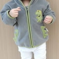 thumbnail image 4 of Mikilon Kids Shaker Fleece Hooded Jackets Solid Color Cute Dinosaur Print Zipper Jackets Long Sleeve Warm Jackets ,Size 11 Months-8 Years, 4 of 4