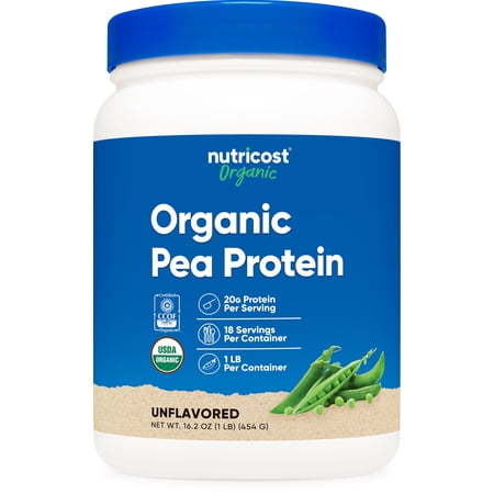 Nutricost Organic Pea Protein Powder (1LBS) - Unflavored, Certified USDA Organic, Protein from Plants, Vegetarian Friendly, Gluten Free, Non-GMO
