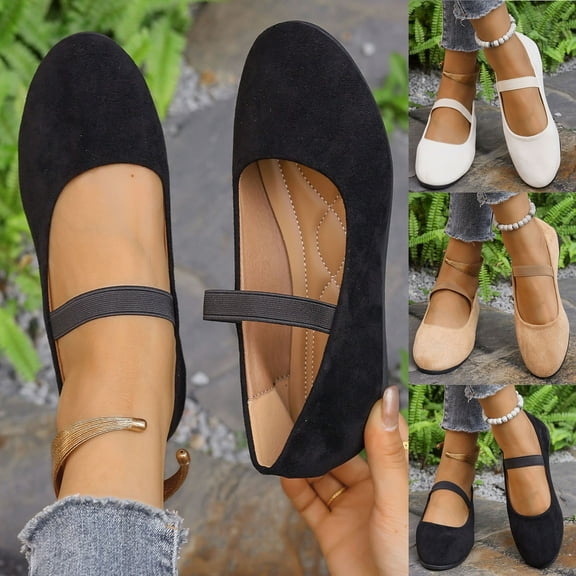 Hurxie Women's Slip on Flats,Classy Round Toe Solid Classic Mary Jane Ballet Dance Shoes Soft Comfortable Flat Shoes Khaki 38