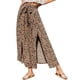 thumbnail image 1 of Pantalones largos de mujer Pantalones anchos de cintura alta Pantalones con nudo de corbata divididos en el muslo Pantalones casuales de verano Estampado de leopardo XL, 1 of 8