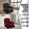 thumbnail image 3 of Funda de sillón reclinable ULTICOR para 1 asiento, terciopelo elástico, color burdeos, 3 of 7