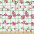 thumbnail image 2 of Ambesonne Leaves Fabric by the Yard Upholstery, Sakura Ivy Branches, 5 Yards, Pink and Pale Rust, 2 of 5