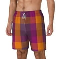 thumbnail image 2 of Balery Purple Yellow Buffalo Plaid Mens Swim Trunks Swim Shorts for Men Quick Dry Inseam Beach Shorts with Compression Liner Pocket-X-Large, 2 of 9