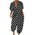 thumbnail image 1 of Fridja Woman's Dots Printing Short Sleeve Button Rompers Trousers Casual Fashion, 1 of 5