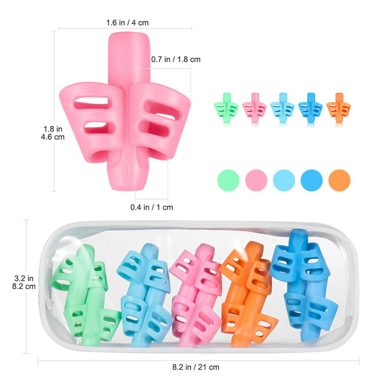 TIESOME Pencil Grips, 8 Pcs Ergonomic Silicone Pencil Grips Writing Aid  Grip Pen Grips Pencil Holder Grip Handwriting Grip Soft Silicone Corrector