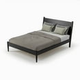 thumbnail image 4 of Camaflexi Mid Century Platform Bed Wood Panel Bed Frame with Headboard, Queen, Black, 4 of 7