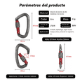 thumbnail image 2 of Mosqueton De Escalada 25kn Para Aparejos Cuerdas Con 2pcs Gris, 2 of 5