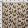 thumbnail image 3 of oneOone Viscose Jersey Brown Fabric Birds Rooster Craft Projects Decor Fabric Printed By The Yard 60 Inch Wide, 3 of 4