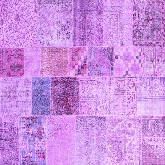 Ahgly Company Indoor Square Patchwork Purple Transitional Area Rugs, 4' Square