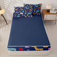 thumbnail image 4 of Homewish Dinosaur Elephant Giraffe Zipper Twin Comforter Sets with Fitted Sheet and 2 Pillowcases,Multicolor Letter Lovely Cute Animals Zipper Bedding Set For Boys Kids,Reversible,4-Piece, 4 of 7