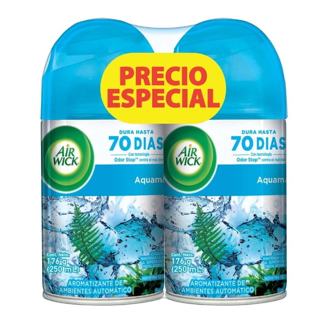 Aromatizante de Ambiente Automático Air Wick Freshmatic Fresh Waters 2 repuestos de 250 ml c/u