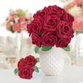 thumbnail image 4 of Mocoosy 50 Pcs Roses Rouges Fleurs Artificielles, Fausses Roses Rouge Foncé Aspect Réaliste Roses en Mousse en Vrac avec Tige pour Bricolage Bouquets de Mariage Centres de Table Arrangements Floraux Douche Nuptiale Fête Décorations pour la Maison, 4 of 6