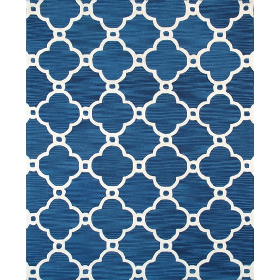 Pasargad Home Transitional 5' x 8' Hand-Tufted Lamb's Wool Navy/Ivory Rug - All Ages, Indoors