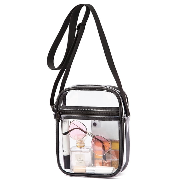 YeewayVeh Clear Crossbody Bag - Stadium Approved Transparent Crossbody Bag PVC Waterproof Shoulder Bag with Front Pocket for Men and Women (9.1"x7.1"x2.8")