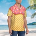 thumbnail image 2 of Lsque Pink Ice Cream pattern Hawaiian Shirt for Men, Unisex Summer Beach Casual Short Sleeve Button Down Shirts-X-Large, 2 of 9
