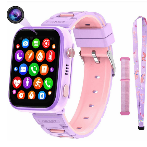 SHANNA Kids GPS, WiFi, 2- Way Calling, Camera 1.83" Purple case with purple Band Smart Watch