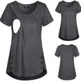 thumbnail image 4 of Gerichy Maternity Crew Neck Layered -Feeding Tops Pregnant Short Sleeves Shirts Woman Solid Breastfeeding Clothes Nursing Tunic Blouse, 4 of 4