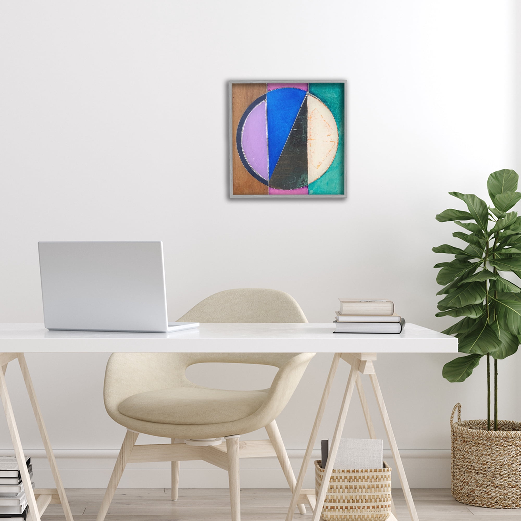 Stupell Industries Split Symmetry Circle Gray Framed Giclee Art, design by Matthew Finger