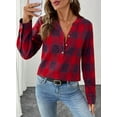 thumbnail image 6 of DOKOTOO Blouses for Women Casual V Neck Plaid Shirts Button Down Long Sleeve Boho Tops, 6 of 9