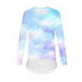 thumbnail image 5 of ATOGUTA Girls Halloween Shirt Kids Casual Tunic Tops Lace Long Sleeve Loose Soft Tie Dye Blouse Size 4T-15, Light Blue, 5 of 6