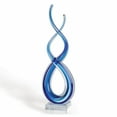 thumbnail image 2 of 14" Blue Art Glass Centerpiece on Crystal Base, 2 of 2