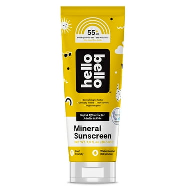 Hello Bello Mineral SPF 55   Sunscreen Lotion, Reef-Friendly for Adults & Kids, 3.0 fl oz