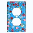 thumbnail image 2 of Metal Light Switch Plate Outlet Cover Colorful Floral Garden Wallpaper Blue ROS041, 2 of 14