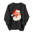 thumbnail image 2 of Women's Christmas Santa Print Sweatshirt, X-mas Party Holiday Crewneck Long Sleeve Fleece Lined Relaxed Tops, S-XXL, 2 of 7