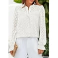 thumbnail image 6 of PRETTYGARDEN Lace Long Sleeve Tops for Women Eyelet Blouses Dressy Casual Hollow Out Button Down Shirts Spring Fashion, 6 of 7