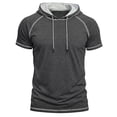 thumbnail image 6 of GrmtClth Men's Short Sleeve Hoodie 2026 Workout Gym Sweatshirt Muscle Slim Fit Color-Block Athletic Hoodies Pullover Hooded T-Shirts Dark Gray 3XL, 6 of 7