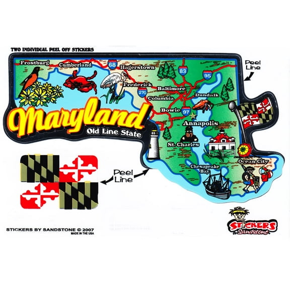Maryland State Map Die Cut Sticker