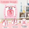 thumbnail image 2 of 5-in-1 Foldable Toddler Walker, Music & Light Toy with Adjustable Height, Universal Wheels & Bouncer, Portable Baby Walker for 6-18 Months Girls, Pink, 2 of 9