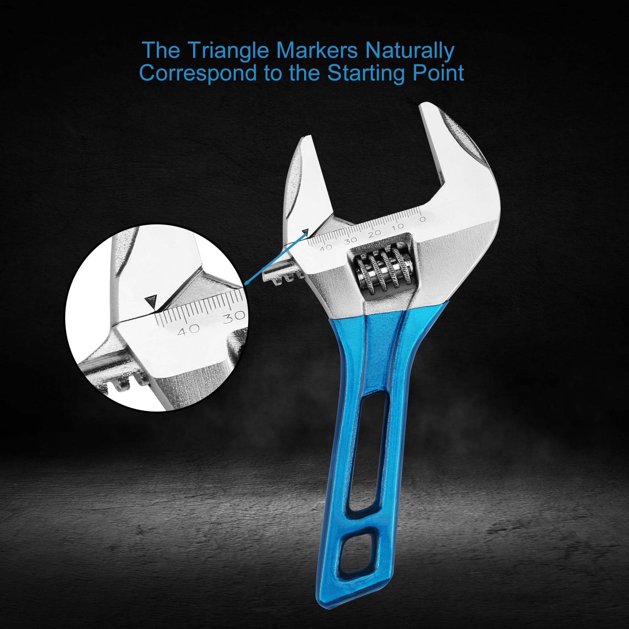 8 Inch Stubby Adjustable Wrench with 44 mm Wide Jaw Opening for Plumbing Automotive and Industry Tight Spaces Work