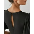 thumbnail image 5 of Fitted Contrast Midi Dress with Crew Neck, 5 of 5