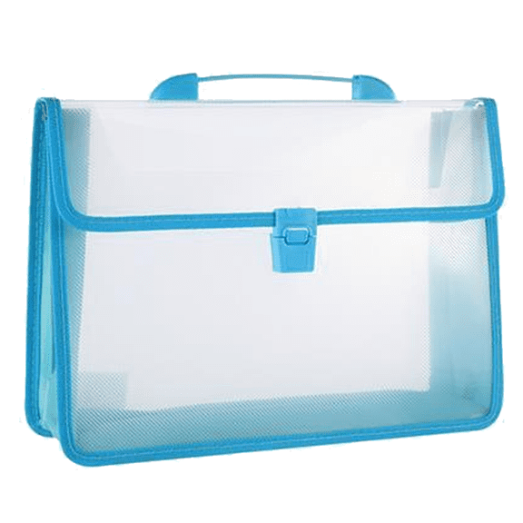 Pockets Expanding File Organizer With Handle And Lock, Plastic File Folders With Pockets - Blue