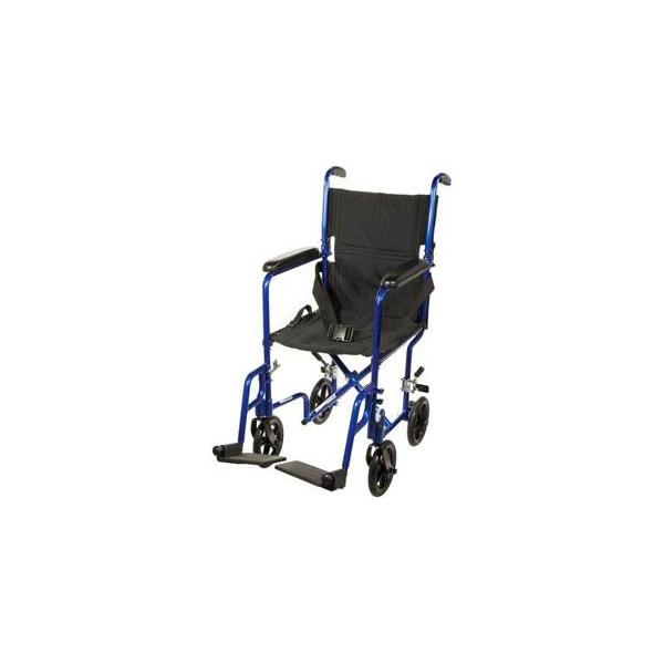 Aluminum Transport Chair, 19", Blue Frame, Black Upholstery, 300 Lb ...