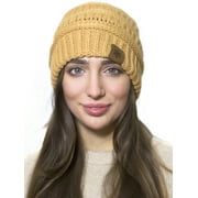 Lelaffet Female Slouchy Beanie Winter Hats Knitted Beanie Hats for Women Thick Warm Soft Chunky Cap Yellow