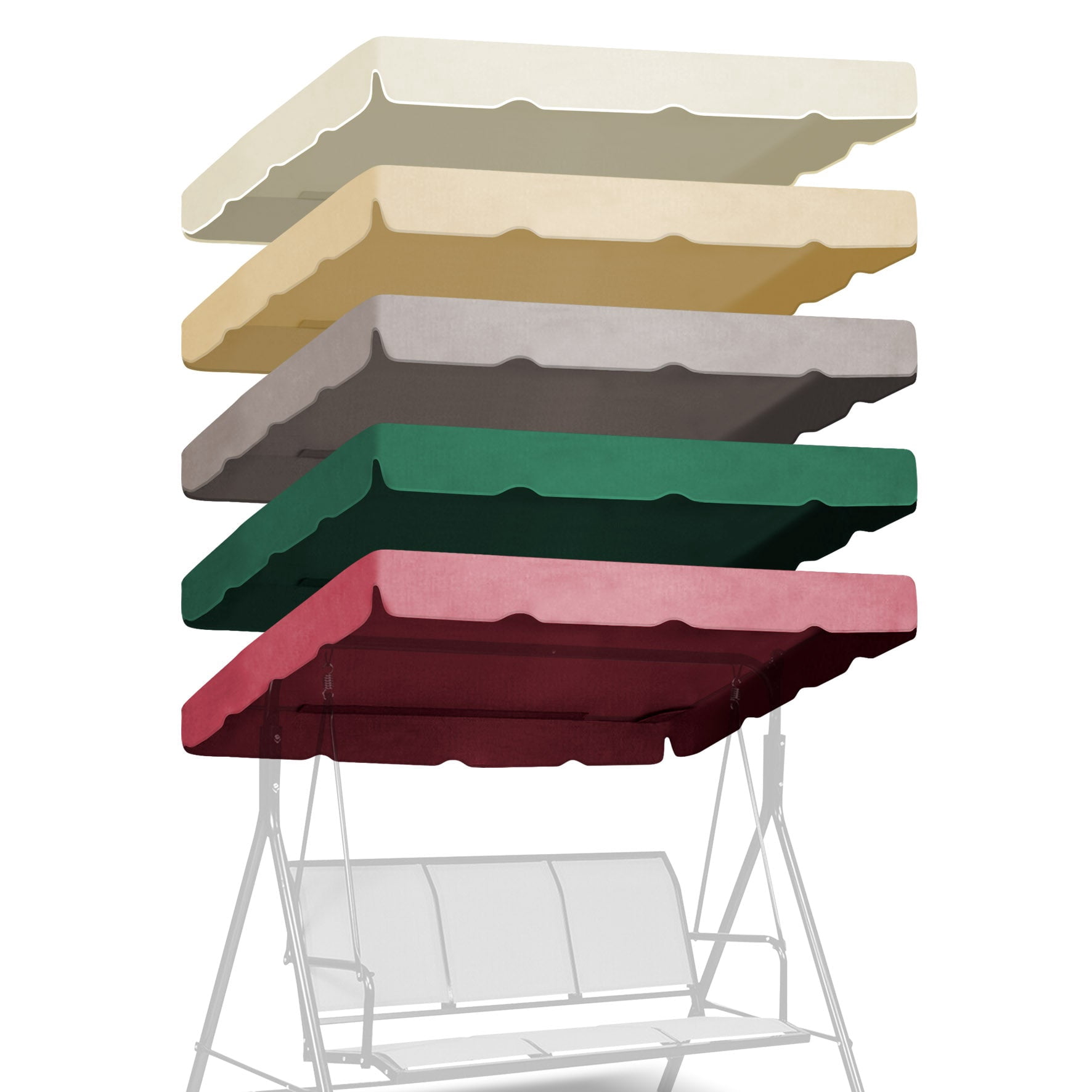 ALUVIERA Patio Swing Canopy Replacement Top Outdoor Seater Porch Swing Canopy Cover, Cover ONLY, （65"x45"，Beige）